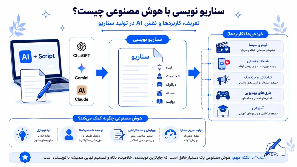اینفوگرافیک سناریو نویسی با هوش مصنوعی چیست؟