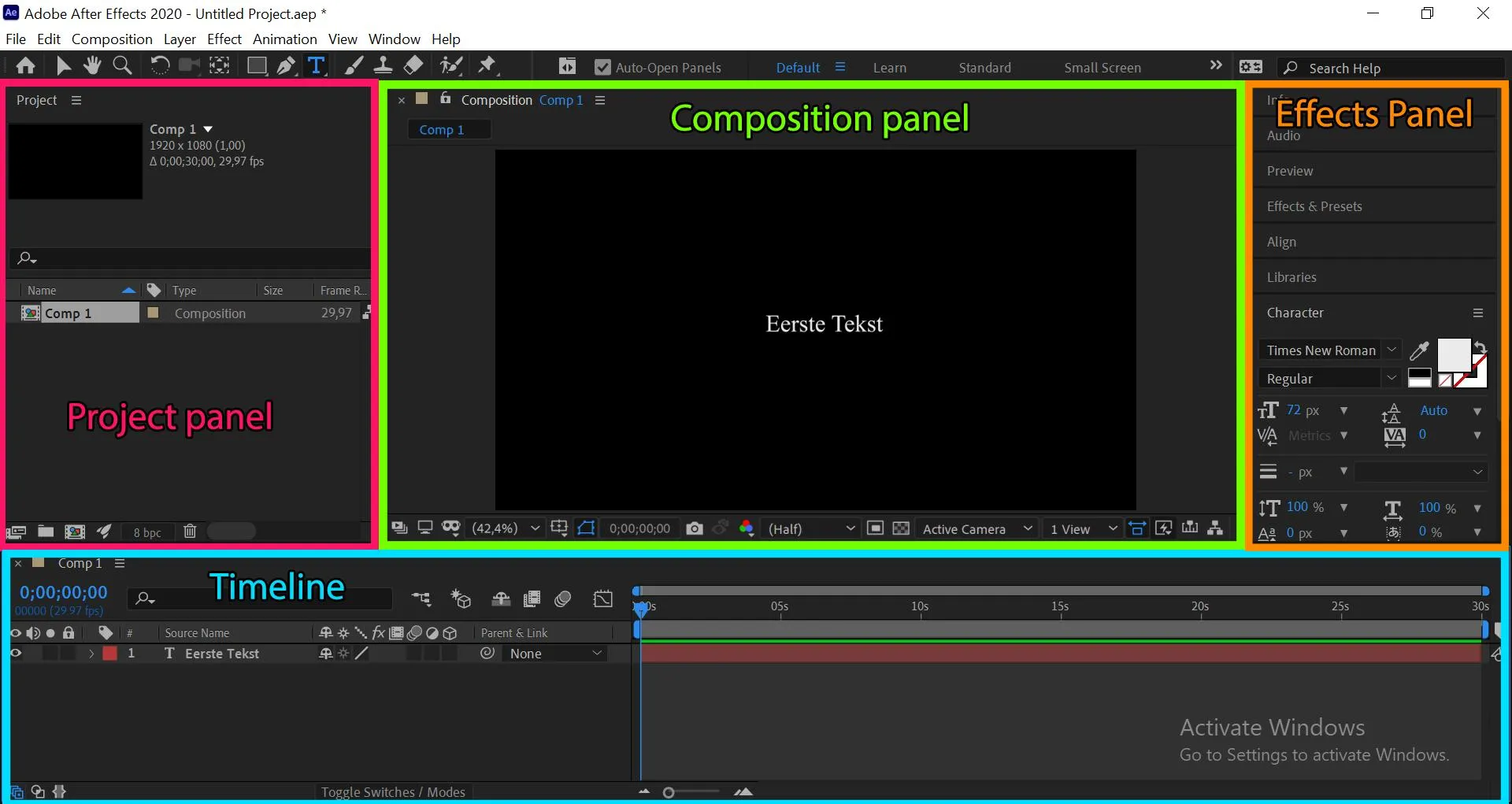 نرم افزار افترافکت محیط کاری Adobe After Effects برای ساخت موشن گرافیک